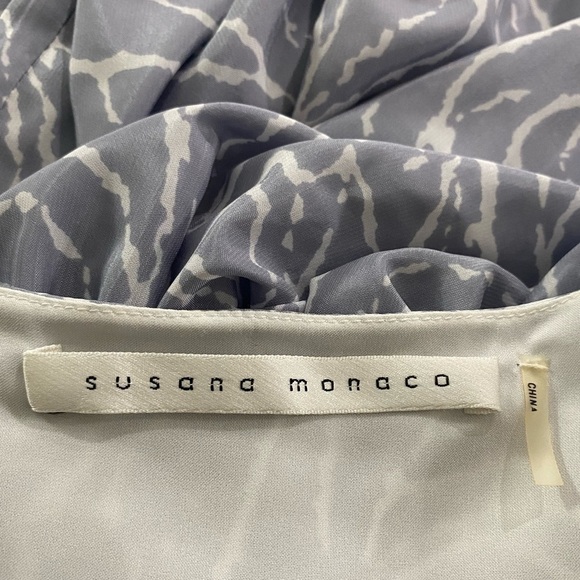 SUSANA MONACO Womans Grey Print Spaghetti Strap Mini Dress Size 2 - Picture 12 of 12